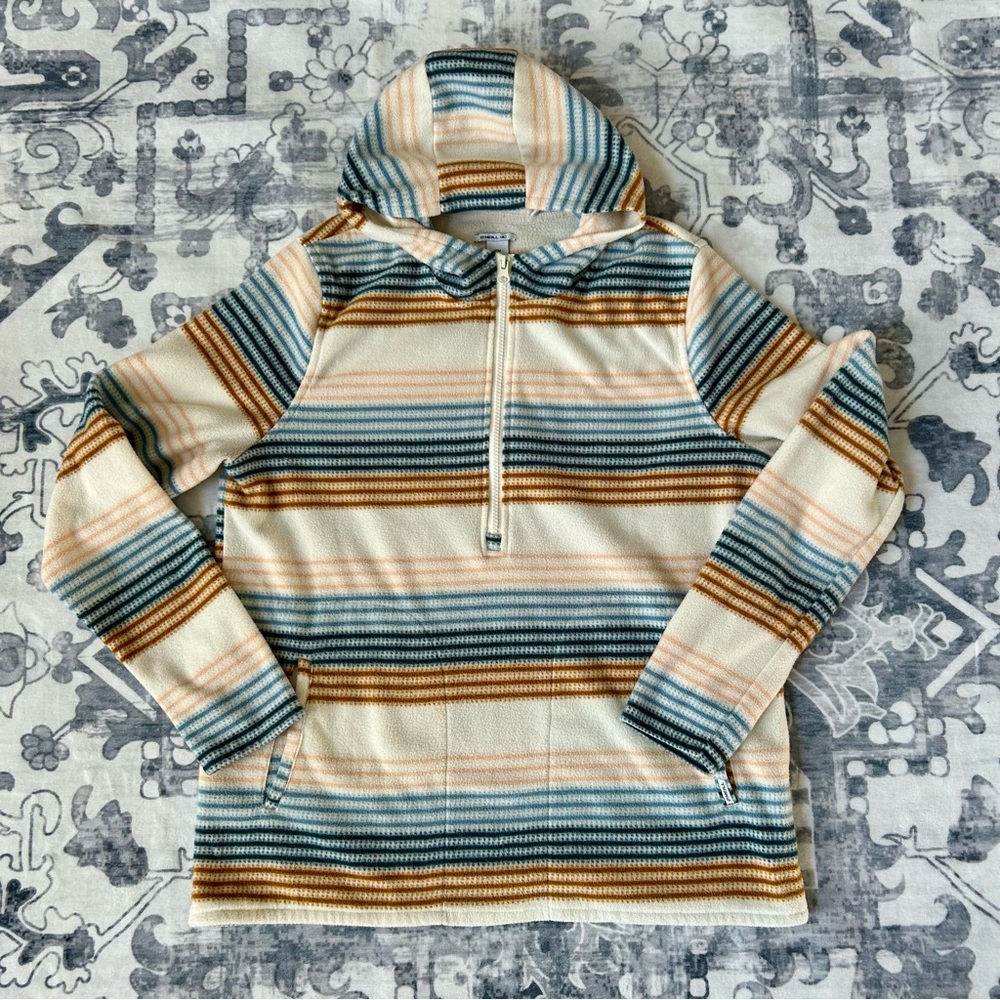 O'Neill Julia Multicolor Striped Fleece Pullover Size M